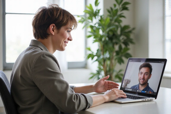 Person using a laptop for an online consultation