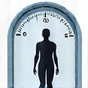 Icon representing weight management, perhaps a scale with a healthy body silhouette or a measuring tape.